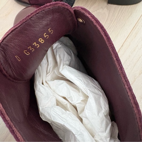 CHANEL Derby Wave Burgundy Leather CC Lace-up Ankle Boots 40C - Picture 10 of 16